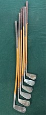 W5 Antique Lot 6 Piece Vtg 20s 30s Hickory Shaft Original Wood Golf Club Set