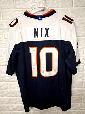 Denver Broncos Bo Nix Jersey # 10 Navy White with Captain Patch Large l - Image 1 of 2