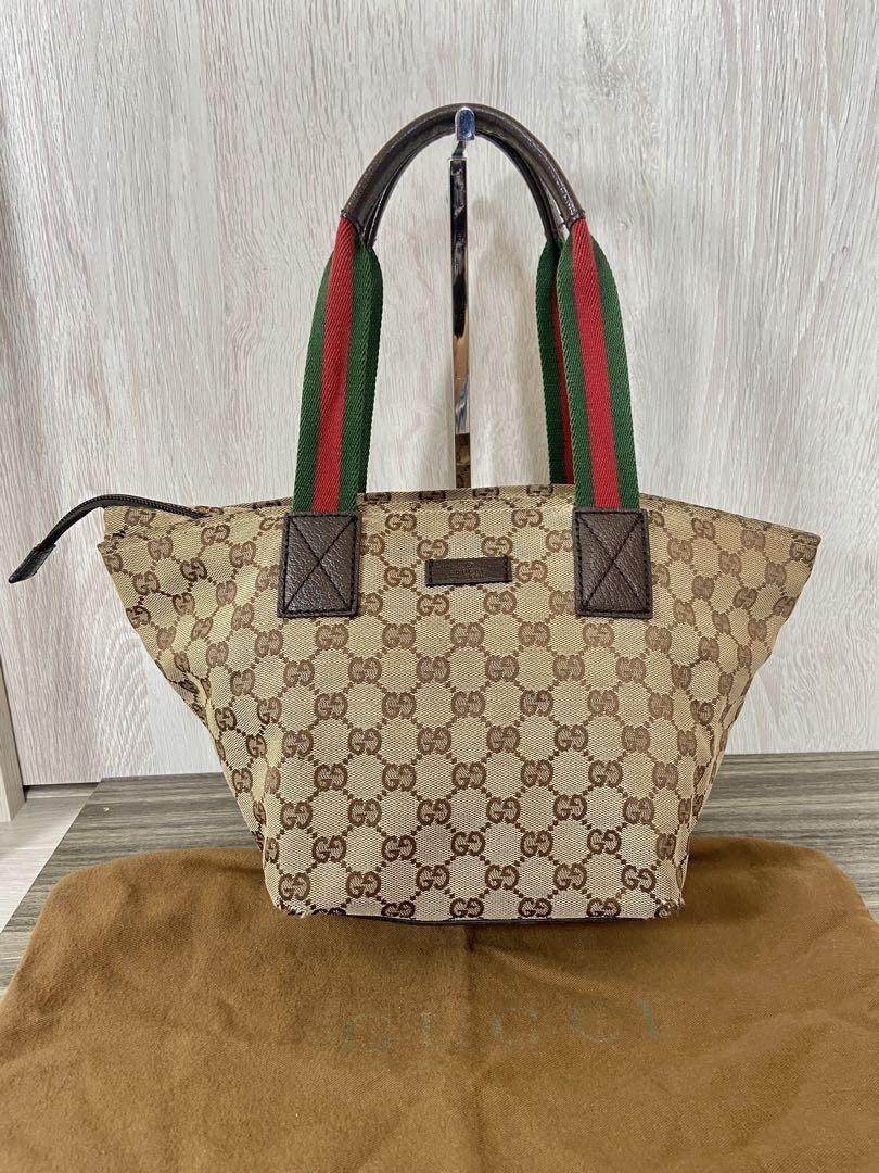 Gucci Sherry Line GG Canvas Leather Tote Bag 19x37x7.5in Pre-Owned