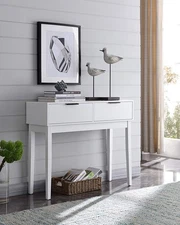 Kings Brand Furniture - Modern Console Sofa Table with 2 Storage Drawers, White