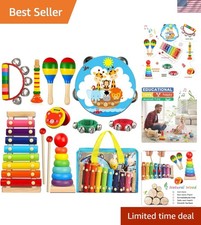 Montessori-Inspired Toddler Music Toy Set - Drum  Maracas for Creative Play