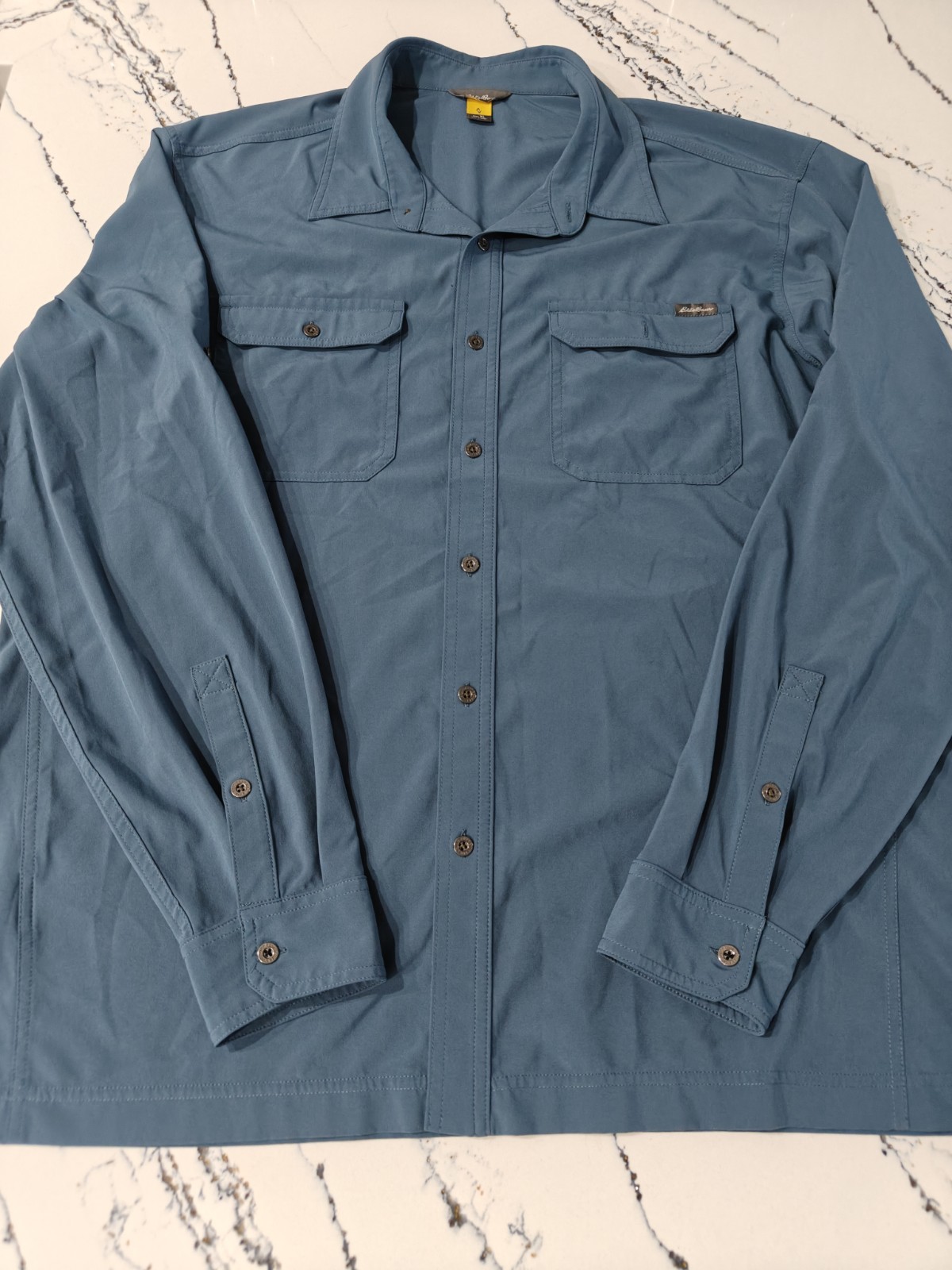 Eddie Bauer First Ascent Mens  Sz XL Blue Button Up Field Shirt Quick Dry Hiking