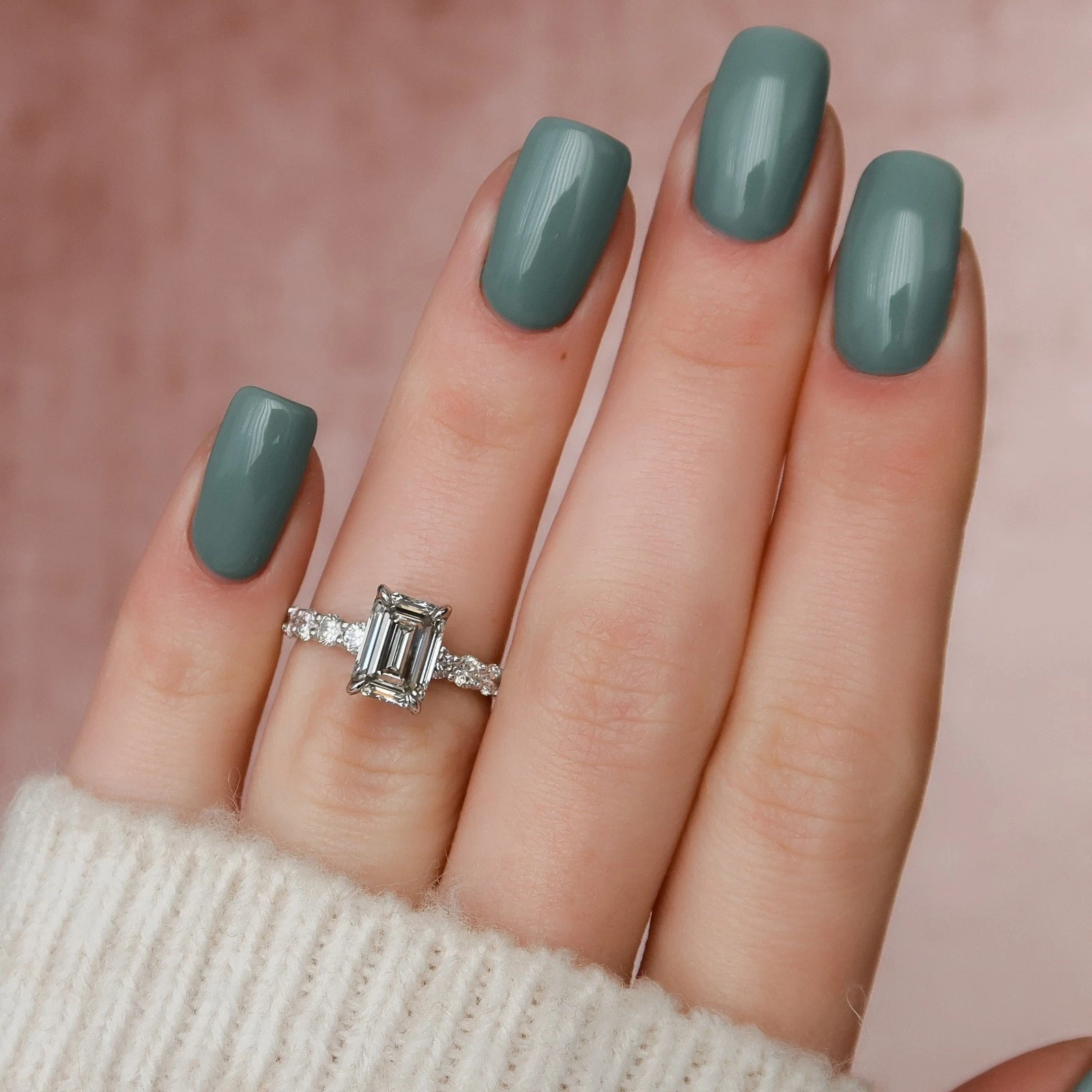 4.00 CT Emerald Lab Grown Diamond Engagement Ring IGI Certified 14k Gold image-5