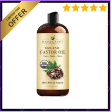 Premium Organic Castor Oil 100 Pure and Hexane-Free Cold-Pressed Beauty 16 fl. 