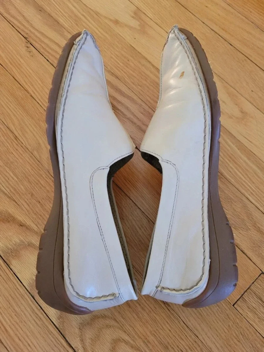 Gabor Comfort G Women's Loafers Size US 7 UK 4.5 Cream Leather Square Toe Slip O