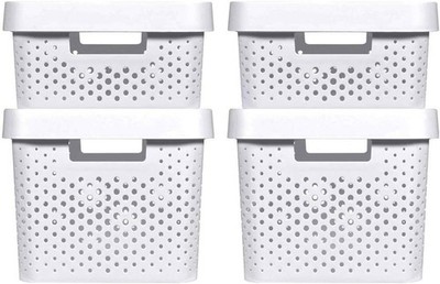 4ER CURVER Aufbewahrungsbox 2X 11L 2X 17L Stapelbar Regalbox Deckel Boxen