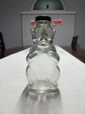 RARE 1950s Snow Crest Beverages Bear Glass Bottle Bank Salem Mass. 7 1/2" Lid