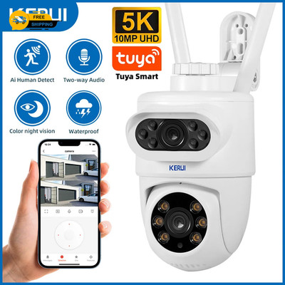 KERUI Outdoor 10MP 5K HD Dual Lens Wifi IP Kamera Tuya Smart PTZ Wireless Home S