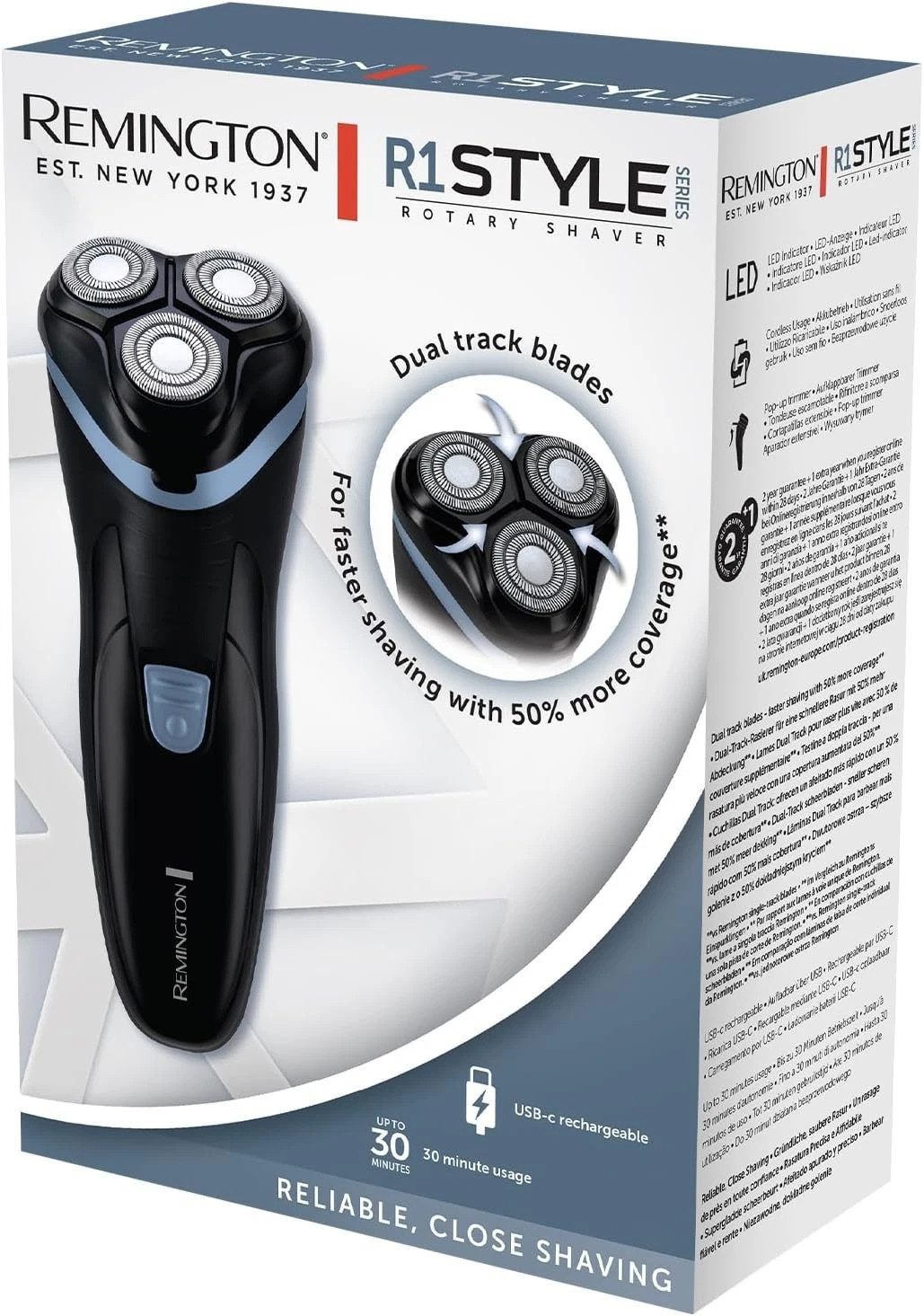 Remington R1 Men's Rotary Shaver Black 30min Runtime Dry Use Model R1000
