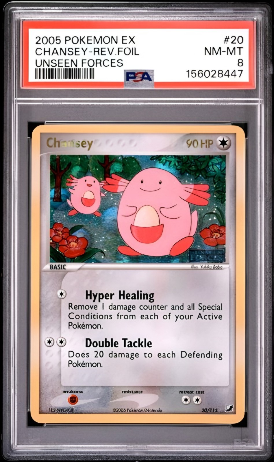 Pokemon Chansey EX Unseen Forces Reverse Holo Rare #20 PSA 8 NM-MT
