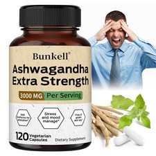 Ashwagandha Capsules - Reduce Stress  Anxiety,Balance Mood,3 Bottle
