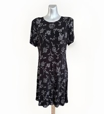 Black Rhinestone Floral Dress Women’s 10 Y2K Party Cocktail Sparkle Alt Stretch