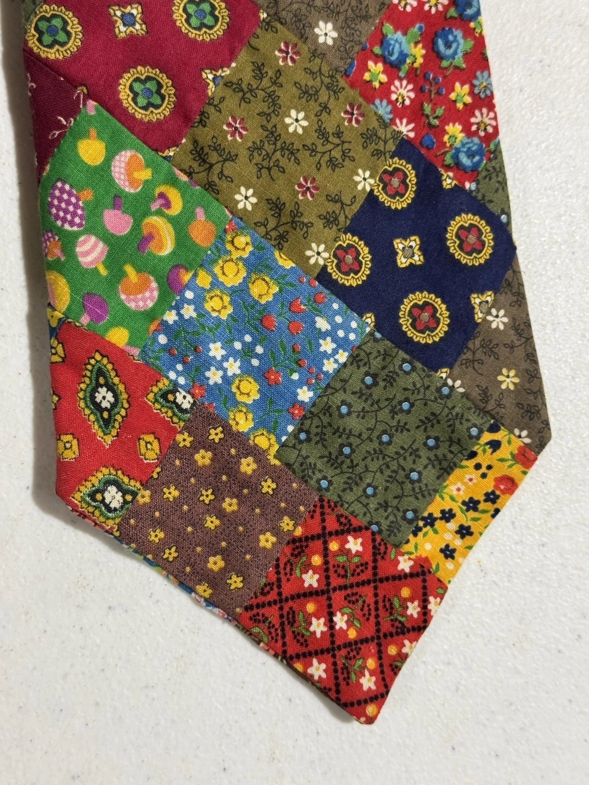 Patchwork Necktie Handmade Quilt Pattern Retro Un… - image 4