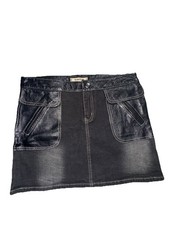 Vintage Bebe Micromini Skirt Women 30 Black Leather Pocket Short Y2K  J4 