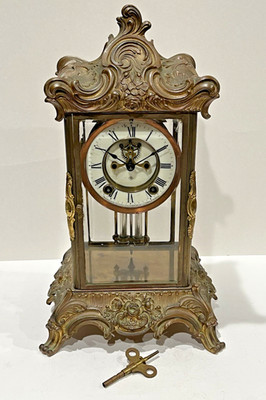 Antique Ansonia Crystal Regulator Clock - Zenith Model W/ Open Escapement - Runs