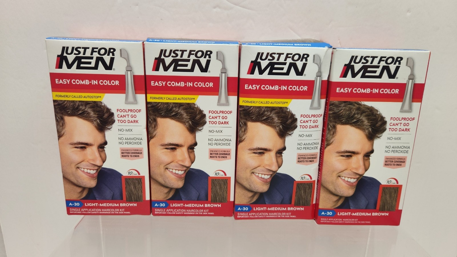 4-Just for Men #A-30 LIGHT MEDIUM BROWN No-Mix Easy Comb-In Hair Color