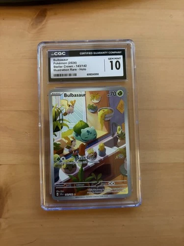 CGC 10 GEM MINT Bulbasaur 143/142 Stellar Crown Illustration Rare Holo Pokémon