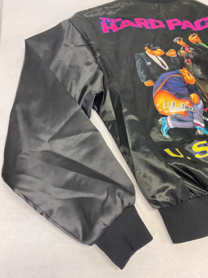 Chaqueta de bombardero Joe Camel Swingster satinada LG negra años 90 paquete duro gira por Estados Unidos Foto 2 de 4