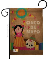 Cinco de Mayo Garden Flag Double-Sided Burlap Mexican Fiesta