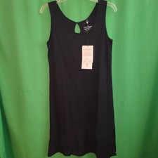 6630) NWT Neon Buddha small black A-line dress cotton knit midi sleeveless new