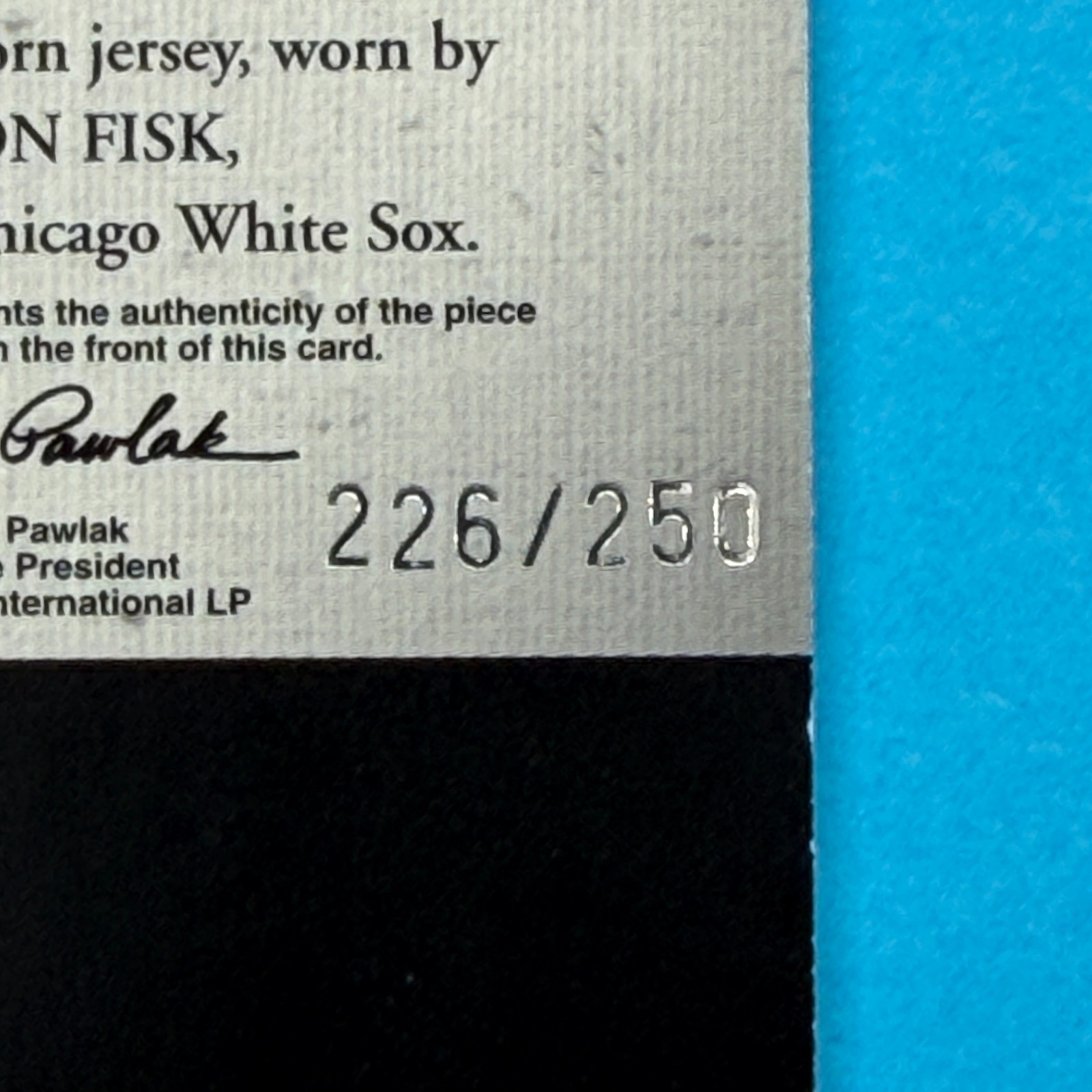 2004 Fleer Greats Glory their Time Carlton Fisk Game Used Jersey HOF #d 226/250