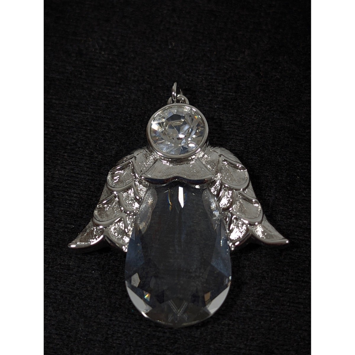 Swarovski Swan Signed Crystal Angel Ornament Silver Tone Holiday