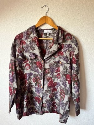 Carolina Pedrjoni Vintage Fruit and Floral Print Button-Down Shirt Size 50