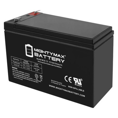 Mighty Max ML8-12 - 12 Volt 8 AH, F1 Terminal, Rechargeable SLA AGM Battery