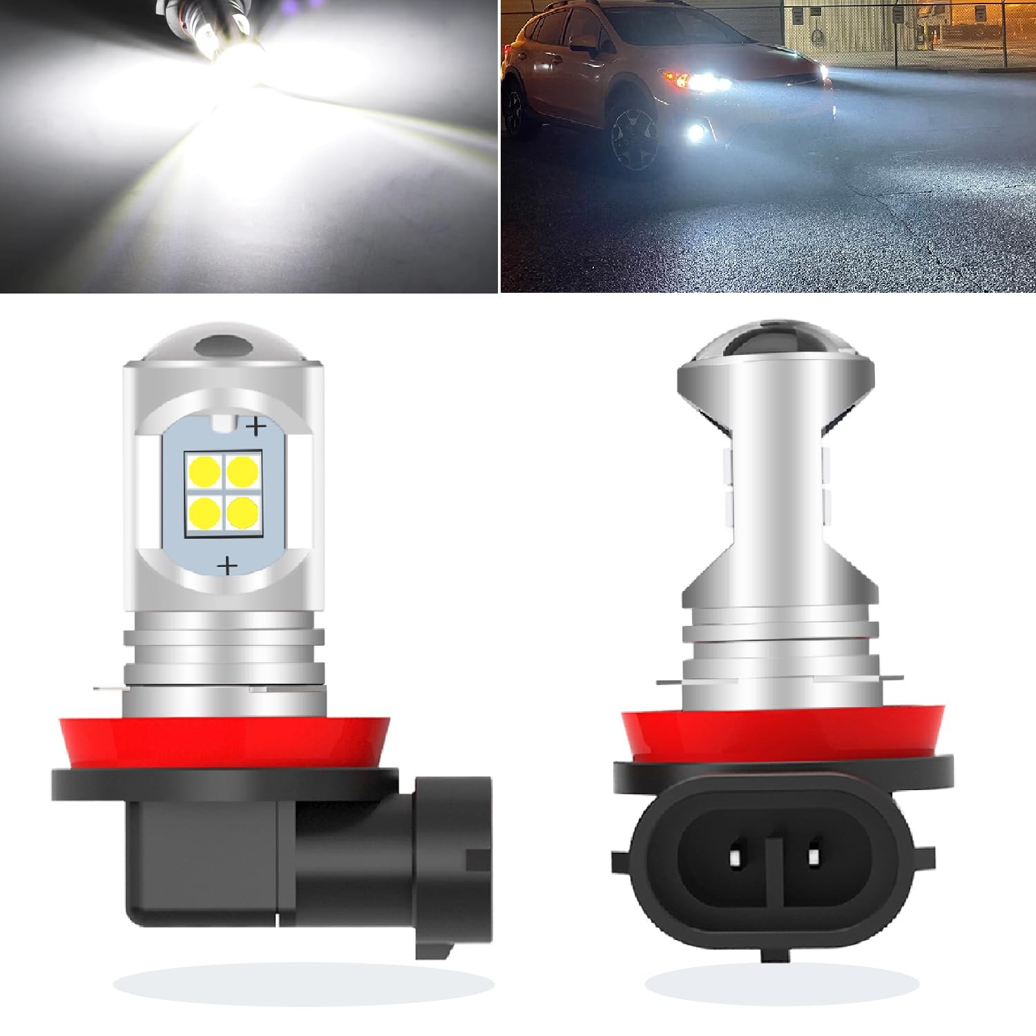 LEDYOTRY Upgraded H11 H8 H16 LED Fog Light Bulbs or Daytime Running White