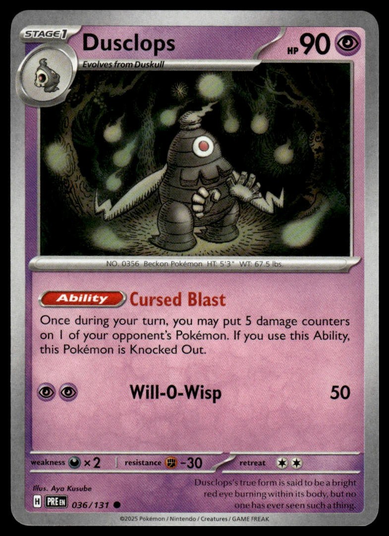 Dusclops SV: Prismatic Evolutions 036/131 Normal NM