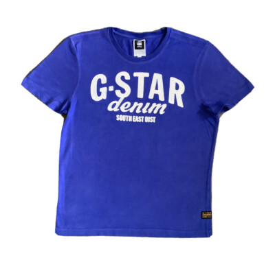 Mens G-Star Raw Denim East Dist Originals Blue Crew Neck Short