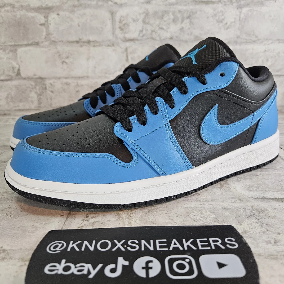 Air Jordan 1 Low Black UNC University Laser Blue 553558-410 Men's