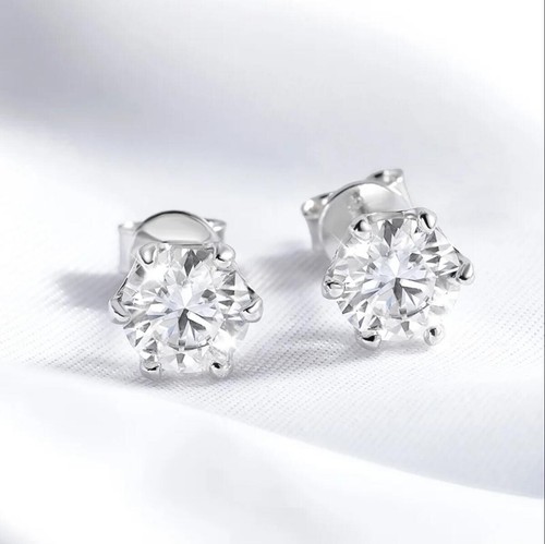 3.5-6mm D Color Moissanite Stud Earrings Men Women S925 Silver Platinum Plated - Picture 7 of 16