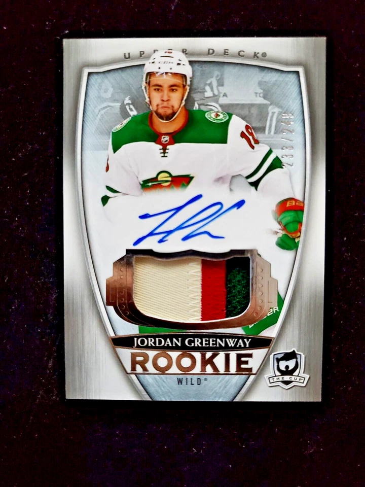 2018-19 Jordan Greenway The Cup Rookie Auto Patch /249 Beauty 3 Color Patch #96 - Image 3 of 4