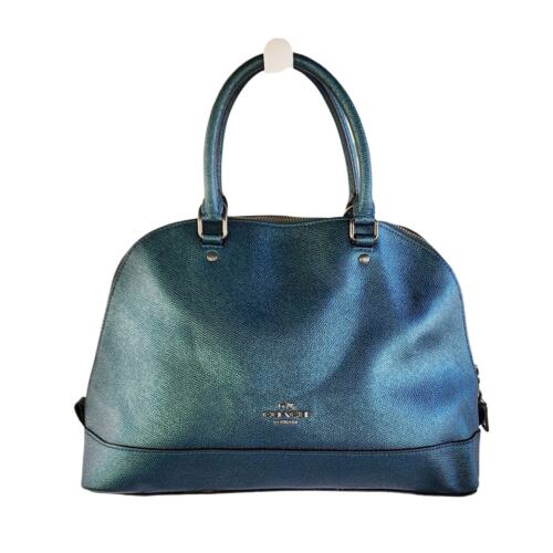Coach Sierra Dark Teal Metallic Leather Dome Satchel Bag