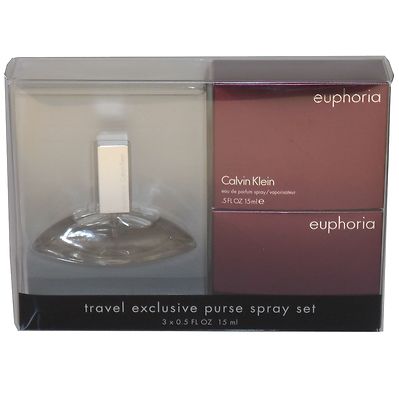 CALVIN KLEIN EUPHORIA EAU DE PARFUM PURSE SPRAY 3x15ML TRAVEL EXCLUSIVE SET 