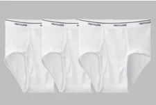 Men's 3 Pack Fruit of the Loom® WHITE BRIEFS NEW Small Medium Large XL 2XL 3XL 