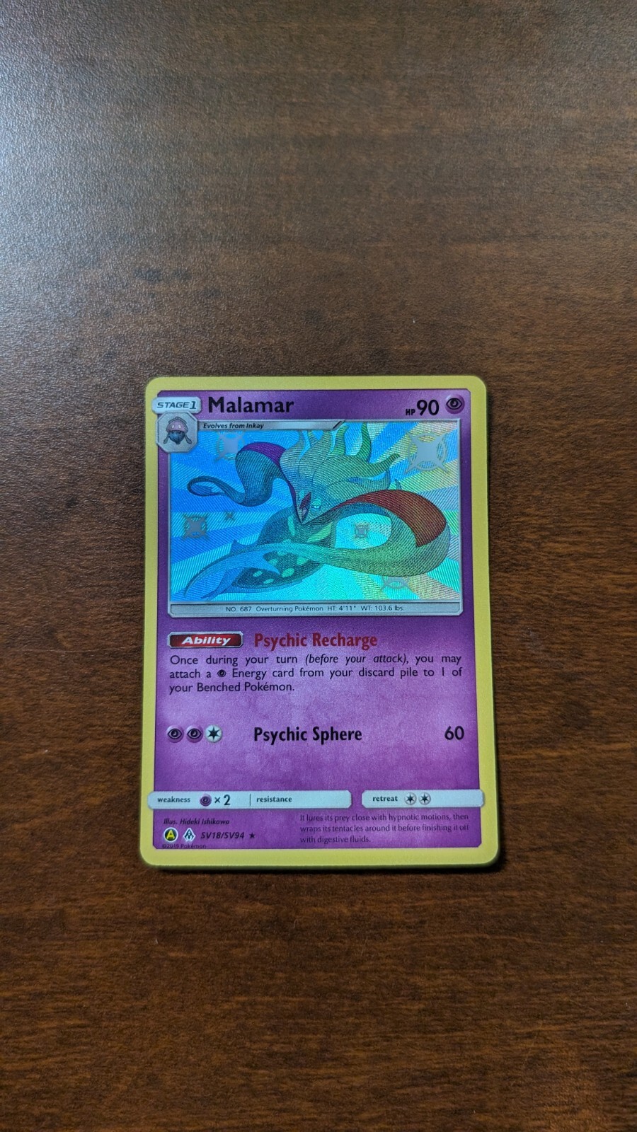 Malamar SV18/SV94 Pokemon Hidden Fates Sun & Moon Shiny Vault Holo Card NM