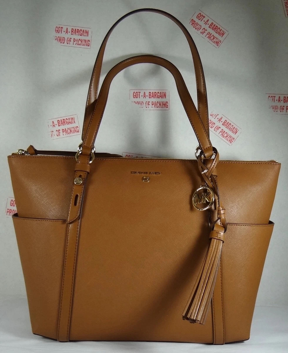 Buy Michael Kors Sullivan Large Saffiano Leather Top-Zip Tote Bag, Brown  Color Women