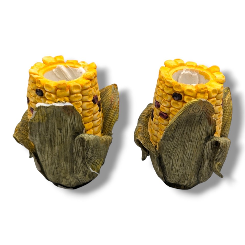 CORN COB CANDLE HOLDERS Farmhouse Harvest Thanksgiving Corn Taper