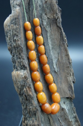老琥珀 NATURAL BALTIC AMBER EGG BUTTERSCOTCH YOLK OLIVE GRADUATED 19 BEADS W.10.1gr - 第 2/22 張圖片
