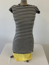 DE Collection White Black Yellow Striped Dress Womens XS