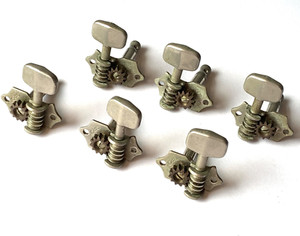 Vintage Grover Guitar Tuners ( 3+3) Square-ish Buttons Nickel 50’s