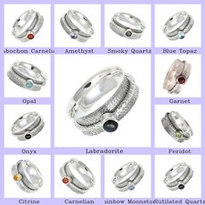 Anniversary Gift For Her Natural Labradorite Gemstone Spinner Ring 925 Silver