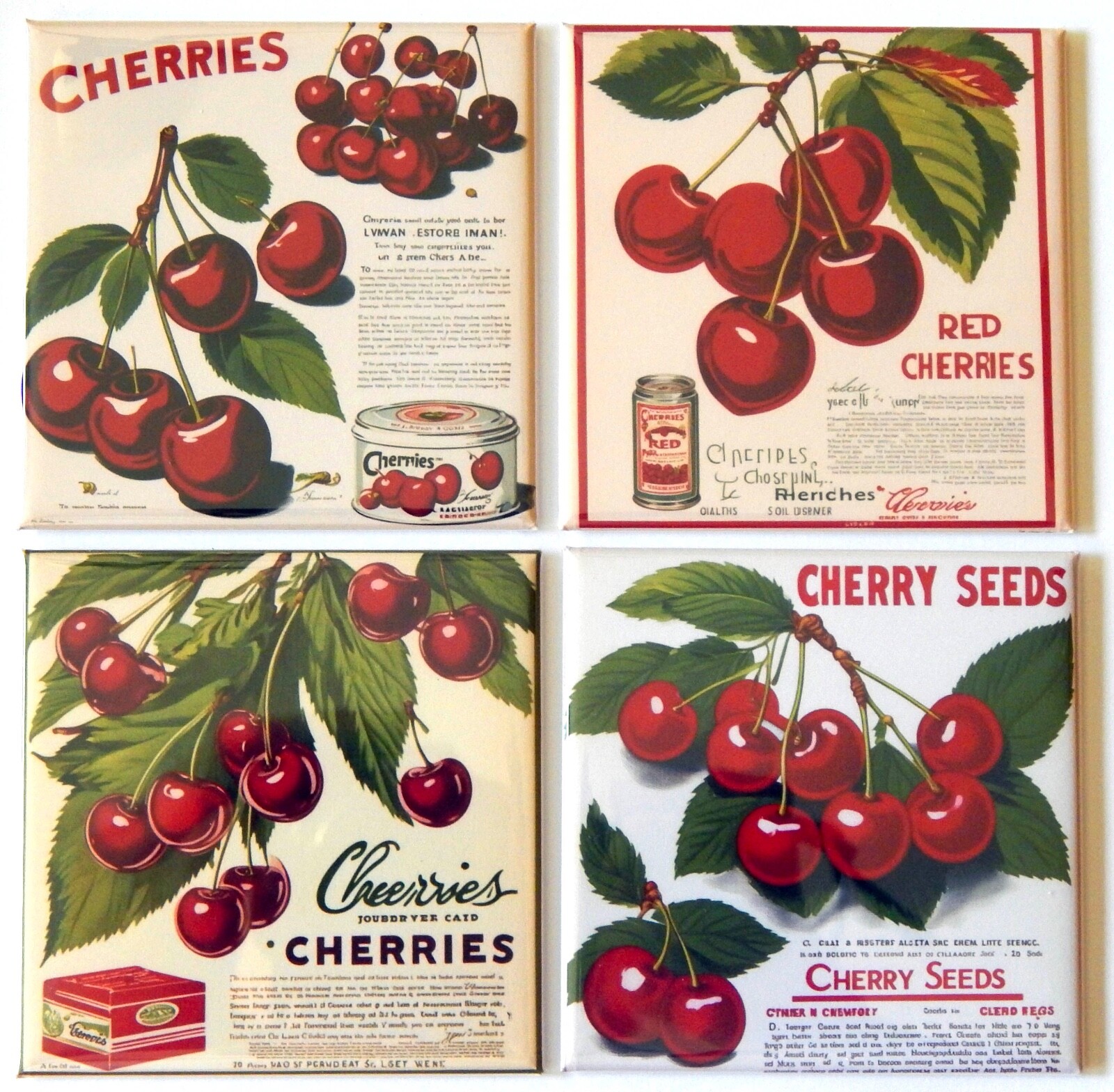Cherries FRIDGE MAGNET Set "style B"
