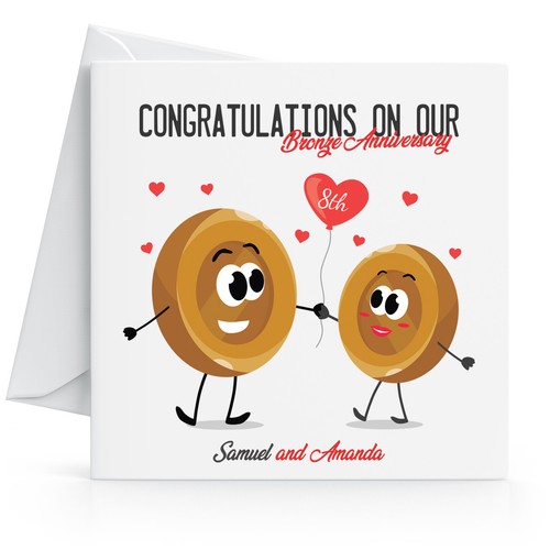 Personalised 8th Bronze Wedding Anniversary Card Wife, Husband Your or Our eBay