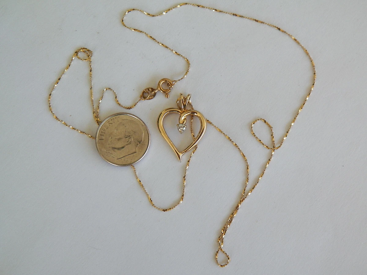 20 14K YELLOW GOLD CHAIN WITH 14K OPEN HEART DIAMOND PENDANT R
