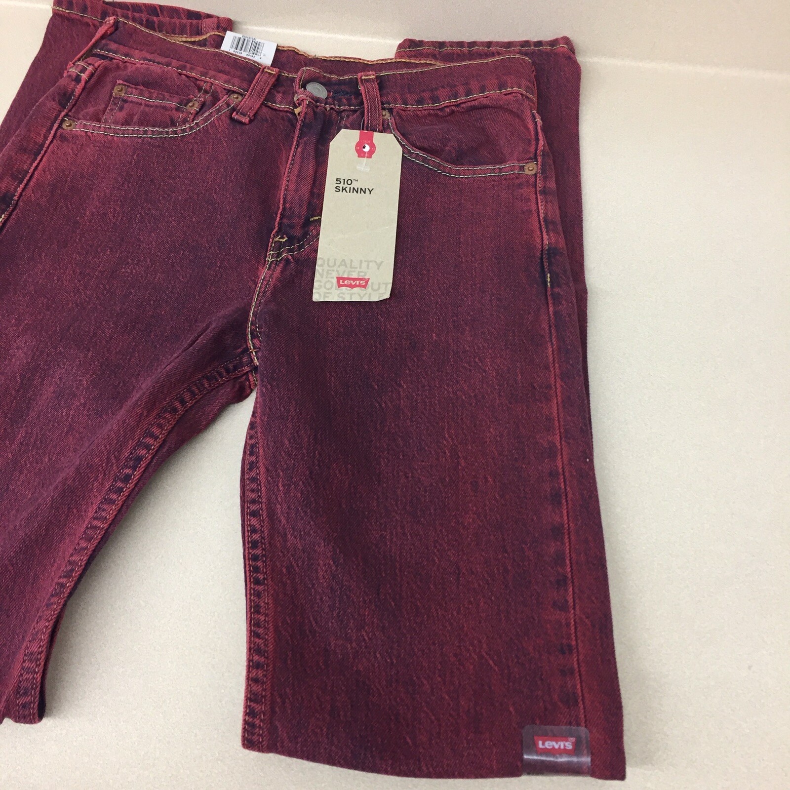 Mens Levi's 510 Skinny Red Wash Denim Jeans 26x32 NEW AR279 | eBay