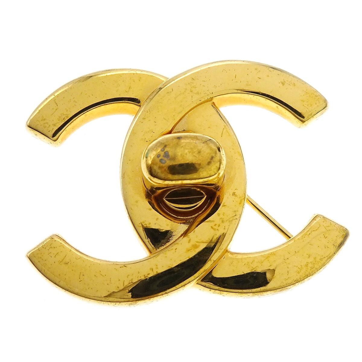 Chanel Turnlock Brooch Pin Gold Large 96A 170959 | eBay