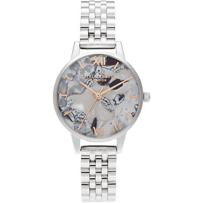 Olivia Burton Women's Watch Abstract Florals Mop Dial Silver Bracelet OB16VM38